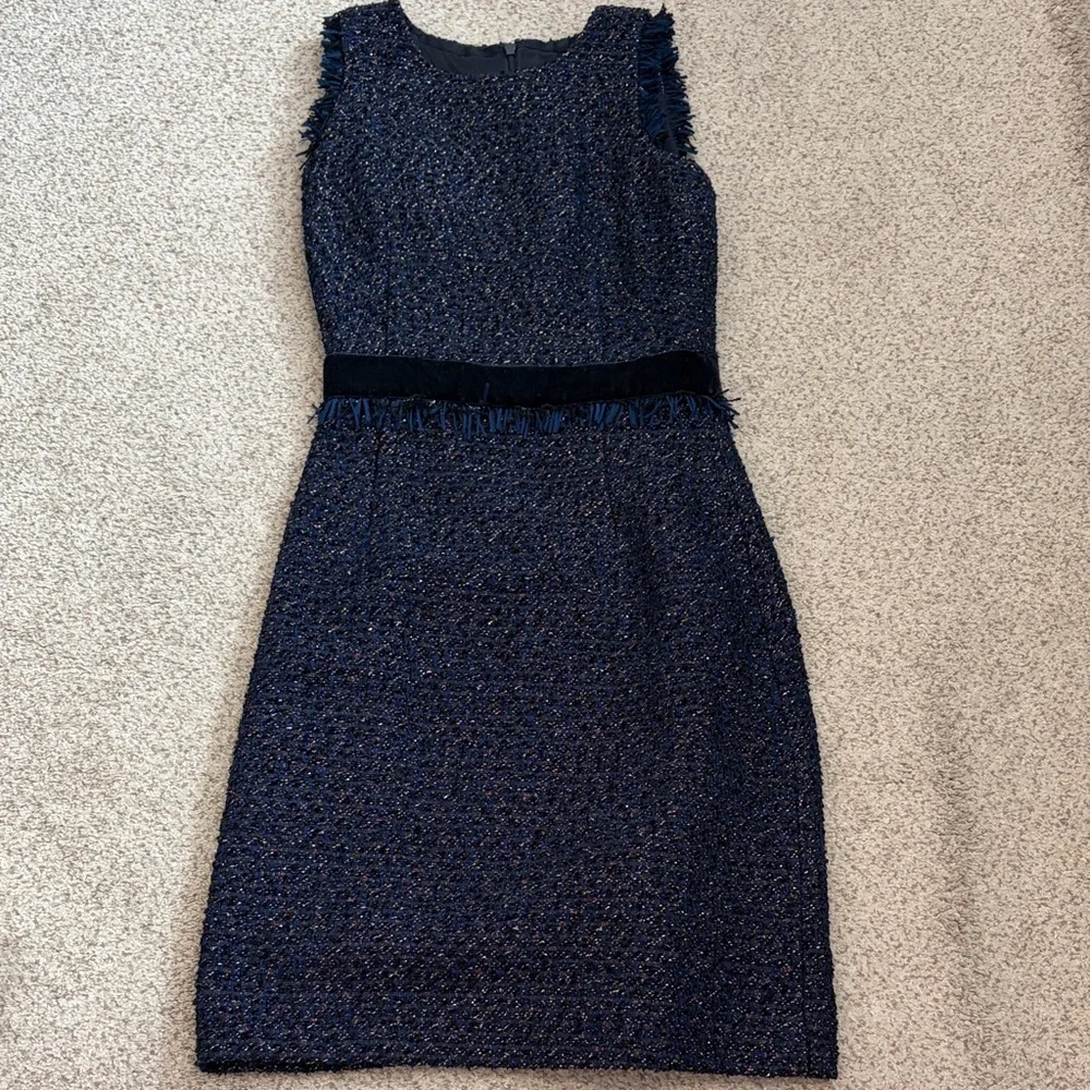J. Crew Sparkle Sheath Navy Tweed Dress, 00